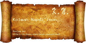 Kolman Napóleon névjegykártya